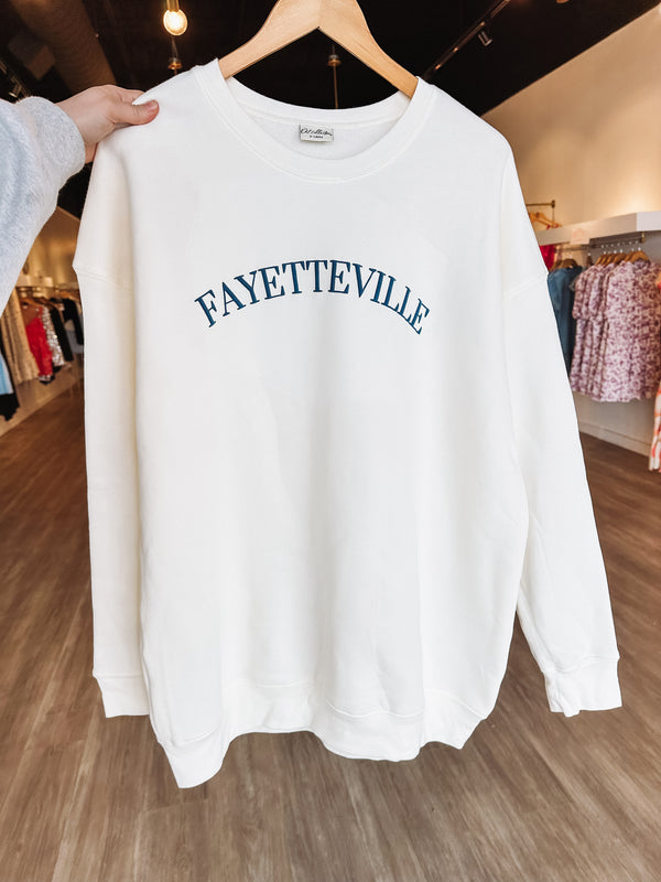 Cream and Navy Fayetteville Sweatshirt